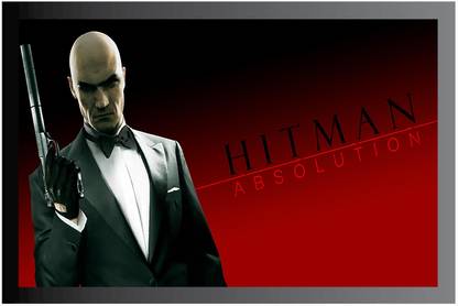 Hitman Game Frame Poster For Room Synthetic Wood Gloss Lamination F14 Paper Print