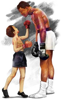Ali Boxing Child Drawing Muhammad Ali Matte Finish Poster Paper Print