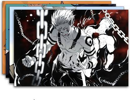 Set Of 4 Jujutsu Kaisen Classic Posters Photo Set | Jjk Sukuna ,Gojo,Geto and All Jujutsu Kaisen Members Combo Poster Paper Print