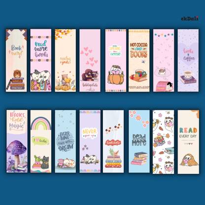 16 Pastel-Themed Bookmarks – 2x6 Inch – 350 GSM Paper – Inspirational Gift for Readers, Women, Teens & Bookworms Paper Print