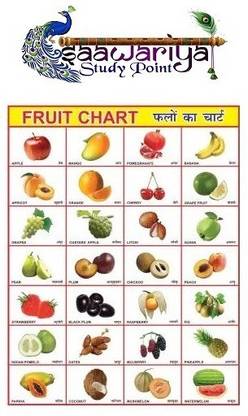 Learning Educational Charts for Kids | Fruit Chart For Kids | Gloss Laminated Paper Print Photographic Paper