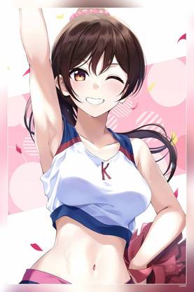 Anime Girls Kanojo Okarishimasu Rent A Girlfriend Ichinose Chizuru Black Rabbit Matte Finish Poster P-13345 Paper Print