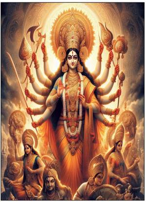 Ai Generated Maa Durga ka Digital poster print for home & pooja room Decore digital poster print size 12X18 Inches without frame Paper Print