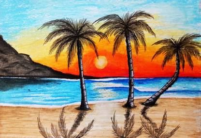 Poster Nature Beach Horizon Tropical Ocean Sea Sunset sl12157 (Wall Poster, 13x19 Inches, Multicolor) Fine Art Print