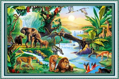 Wild Animals Panting Poster - Forest Animals Panting Poster - Jungle Animals Panting Poster - Animals Panting Poster Paper Print
