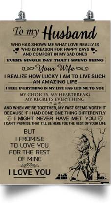 Poster For husband Say I love you you are my everything in my life Love Quote For Husband Paper Print