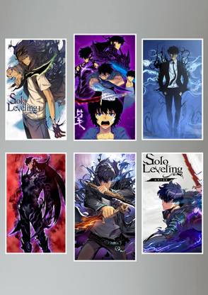 Solo Leveling Sung Jin-Woo A3 Poster Set of 6 | 300gsm Matte Paper | High-Resolution Manhwa Poster | Solo Leveling Manhwa Wall Poster for Fans | Paper Print