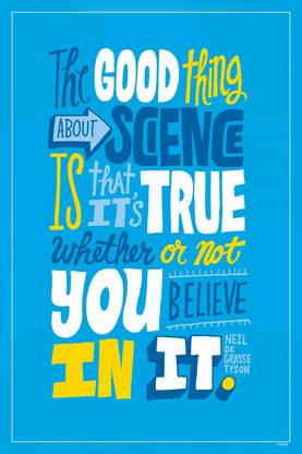 Blue Background Typography Quote Science Matte Finish Poster Paper Print