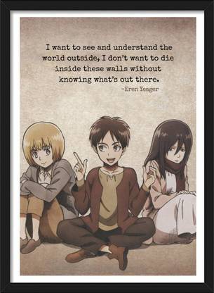 Eren Yeager | Mikasa Ackerman | Armin Arlert | Attack on Titans - Anime Framed Poster Paper Print