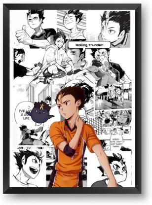 ANIME POSTER FRAME - HAIKYU (YU NISHINOYA) - Black Framed Wall Poster For Home And Office With Frame, (12.6*9.6) Photographic Paper