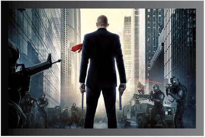 Hitman Game Frame Poster For Room Synthetic Wood Gloss Lamination F21 Paper Print