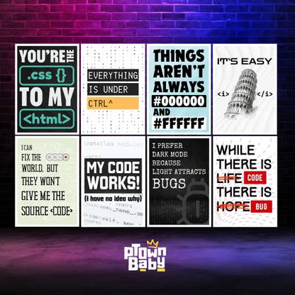 Code & Create: Inspirational Software Engineering Poster Bundle | 8 A4 Posters | Paper Print