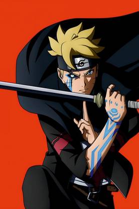 Sasuke vs. Naruto: Animated Clash Poster: on 300gsm Best Quality Paper with Gloss Lamination (Unframed) With 3M Original Double Side Tape for Easily Stick Photographic Paper