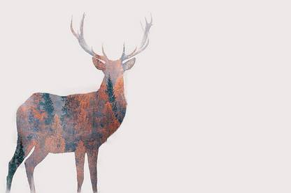 digital art animals simple background deer Poster, Wallpaper Paper Print