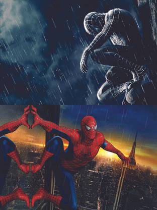 (Pack of 2)Swinging into Action: Dynamic Spider-Man Poster Series: on US Imported Paper (Unframed) With 3M Orginal Double Side Tape for Easily Stick Photographic Paper