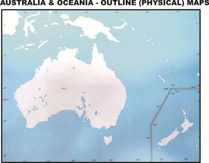 AUSTRALIA AND OCEANIA OUTLINE (PHYSICAL) Practice Maps Paper Print