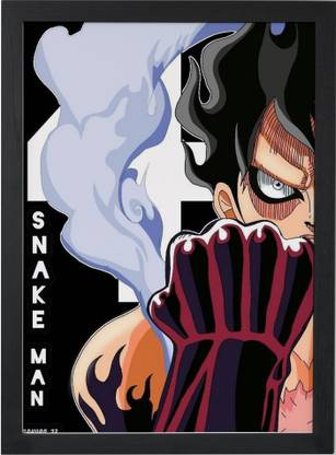 onepiece poster with frame luffy snake man poster (Size_13x9.8 inch) Paper Print