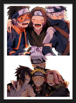 Team 7 I Naruto Framed Poster with Matt Finish Black Frame Paper Print