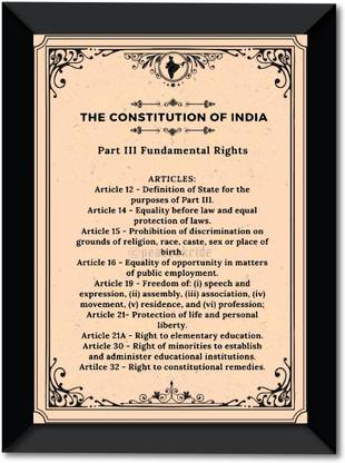 The Constitution of India I Fundamental Rights I Preamble Wall Frame A4 Fine Art Print