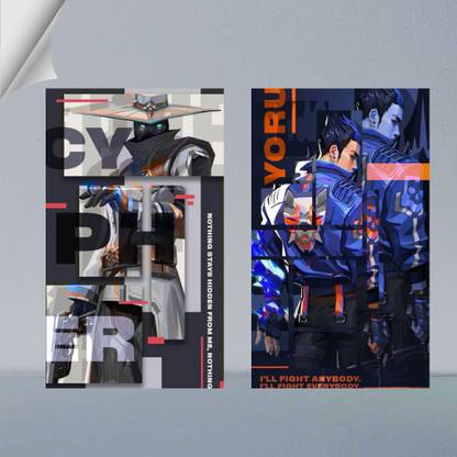 VIRGIN ARTS | CYPHER ( SENTINAL ) & YORU ( DUELIST ) BANNER FROM VALORANT | GAME | ANIME | 300 GSM A4 FRAMED POSTER Photographic Paper