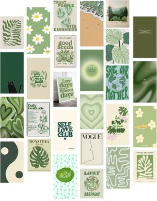Aesthetic green poster card set of 27 size A6 3D Poster