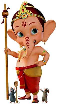 Decorative bal ganesha with two mushak raj Paper Print