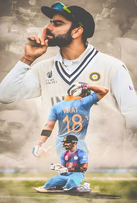 Virat Kohli wall poster vinyl sticker self adhesive size 12x18 inch 3D Poster 3D Poster