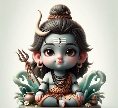 shiv ji with tishul cartoon poster deepart9860706 Multicolour, Printed, 12 x 18 Inch Paper Print