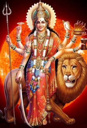 Poster Maa Durga Sheravali Maa Ambe Latest Photo (Large Print, 36x24 Inches, Banner Media, Multicolor) Fine Art Print