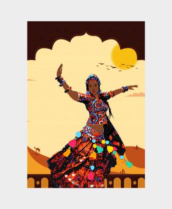 Happy doki Rhythms of Tradition - Ghoomar Digital Reprint 17.1 inch x 12.2 inch Painting