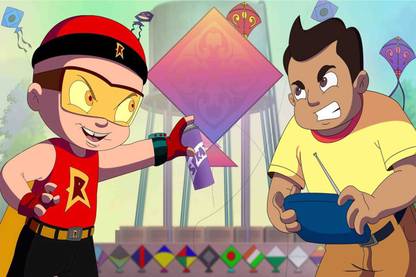 Famous Cartoon "Mighty Raju" Wall Poster For Decoration|Unframed Cartoon Poster For Interiors|Kids Cartoon Wall Poster For Study Room, Hostel, Play School, Kids Arena|1 Pc Paper Poster Paper Print