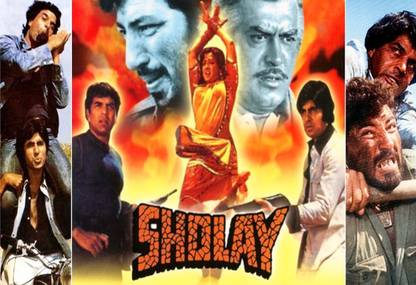 Sholay Wallpaper Poster1 on fine art paper 13x19 Paper Print