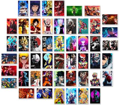 set of 50 mix anime wall poster for room Small size (4x6) wall poster of anime Paper Print