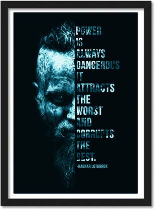 Vikings Face framed Poster for Room & Office(10x13 inch,Framed) Paper Print