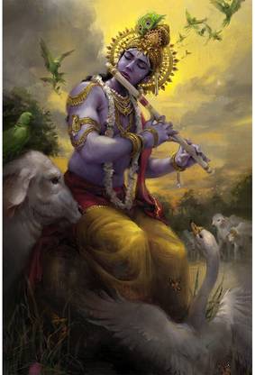 Krishna bhagwan photo size 12x18 Paper Print