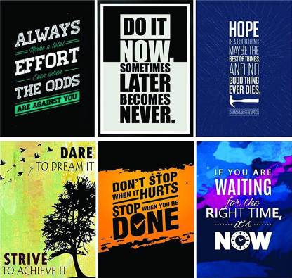 Combo Pack of 6 Motivational Wall Posters and Inspirational Quotes for Office and Home Photographic Paper