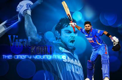 Poster Virat Kohli sl-7776 (Large Print, 36x24, Banner Media, Multicolor) Fine Art Print