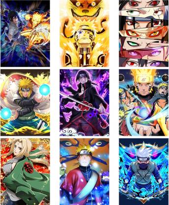Naruto Glossy Printed Set Anime HD Photos Unframed Includes adhesive tape on back side (Multicolour,) - Pack of 9 Photographic Paper (11.8 inch X 8.5 inch) Photographic Paper