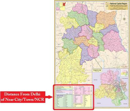 NCR (National Capital Region) 100x70 cm (40"x28" inch), With Fact & Figure Area, Population District wise, Etc. Ideal Map for Student, Office, Transport Purpose Etc. Fine Art Print