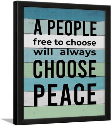 Peace Quotes Wall Frames - Framed Peace Posters for Wall - Motivational Quotes Wall Frame - Peace Poster with Frame - (13.6 X 10.6 Inches) Paper Print