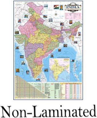 India Map. Size : 100x70 Centimeter (40"x28" inch) With New Union Territories of Jammu & Kashmir and Ladakh. With Important Fact and Figure. Ideal Map For Aspirant of UPSC , PCS , SSC , RAILWAY Exam and Other Competitive Exam. Updated Map. Paper Print