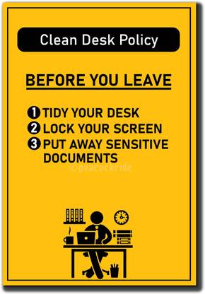 Clean Desk Policy I Office I Factory I Wall Poster A4 Fine Art Print