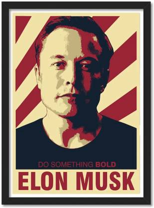 ElonMusk Frame Poster for Room & Office(10x13 inch,Framed) Paper Print