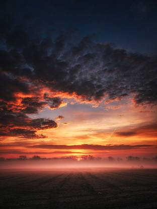 Sunset Horizon Sky Sea Aesthetic View Hd Matte Finish Poster Paper Print