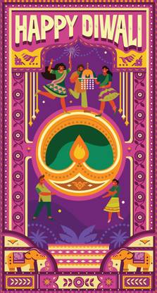 HAPPY DIWALI BEAUTIFUL POSTER - WITH TAPING STRIPE Paper Print