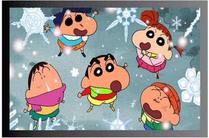 Shin Chan Frame Poster For Room Synthetic Wood Gloss Lamination F3 Paper Print