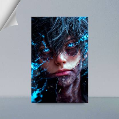 VIRGIN ARTS | DABI'S BLUE FLAME REALISTIC | DIGITAL ART | MY HERO ACADEMIA | 300 GSM A4 FRAMED POSTER FOR WALL Photographic Paper