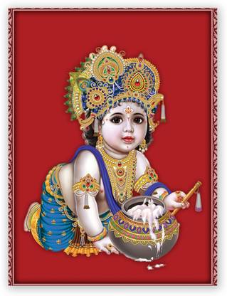 Beautiful Makhan Chor Digital Photo Poster With Uv Textured Size 24 X 18 Inches Fine Art Print