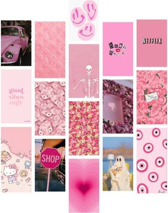 Pink poster cards for wall decor office decor kid room decor best quality poster || set of 18 A6 Photographic Paper