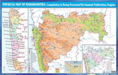 Physical Map Of Maharashtra Paper Print